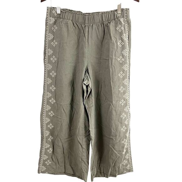 Pure Jill Gray Wide Leg Embroidered Crop Pants Women Size Small - Picture 1 of 10